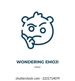Wondering emoji icon. Linear vector illustration from emoji collection. Outline wondering emoji icon vector. Thin line symbol for use on web and mobile apps, logo, print media.