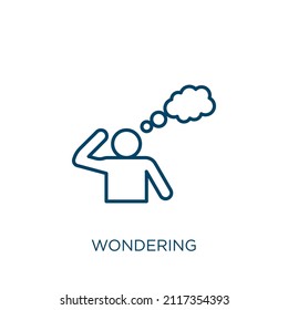 wondering icon. Thin linear wondering outline icon isolated on white background. Line vector wondering sign, symbol for web and mobile