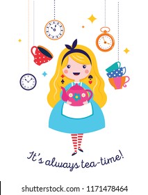 Wonderland banner, poster and card. Colorful vector background