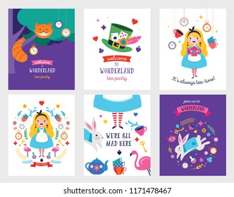 Wonderland banner, poster and card. Colorful vector background