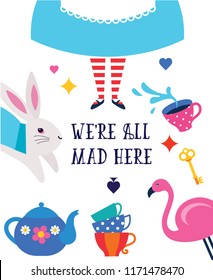 Wonderland banner, poster and card. Colorful vector background