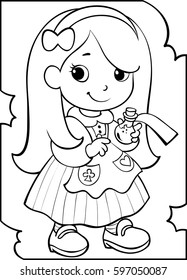 Wonderland. Coloring. Cartoon Vector Illustration. Isolated on white background.