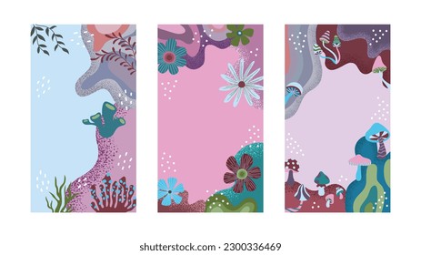 wonderland fantasy background illustration with decorative objects and editable color