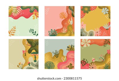 wonderland fantasy background illustration with decorative objects and editable color