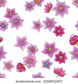 Wonderland floral seamless pattern. Bright colored flowers. Texture for fabric, wallpaper, print