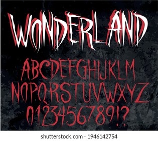 Wonderland - Horror vector font, gothic alphabet 