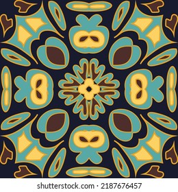 Wonderland motives of the paintings of ancient Indian fabric patterns. Arabic ornament with fantastic flowers and leaves. Original design.  Figure tribal embroidery.