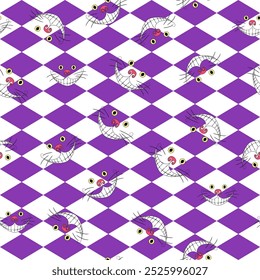 Wonderland seamless pattern cat smile