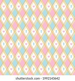 wonderland seamless pattern, chess checkered background. Texture for fabric, wrapping, wallpaper. Decorative print. Vector illustration .