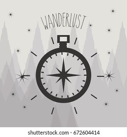 wonderlust symbol with compass ubication to explore