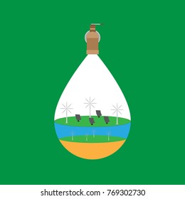 Wonders of Nature Wonders the World By using natural energy such as energy from water, energy from wind turbines, drops of water are worth every drop. In green background
