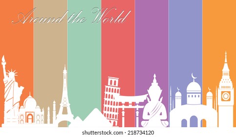 Wonders of World, Travel and tourism background-vector eps10