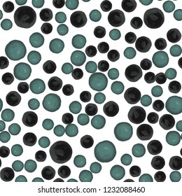Wondrous Continuous pattern with polka dots is black and green colors. Elements are not cropped. Pattern under the mask. Vector. Perfect design for textile, box, posters, cards, web etc.