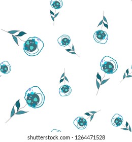 Wondrous Pattern of Flowers Dark moderate Cyan. Seamless Vector. Elements are not cropped. Pattern under the mask. Perfect design for textile, box, posters, cards, web etc.