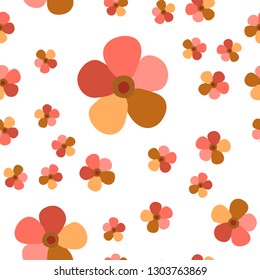 Wondrous Pattern with Flowers Living Coral color. For your design, textile,  pattern fills, posters, cards, background etc. Elements are not cropped. Pattern under the mask. Vector.