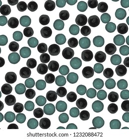 Wondrous pattern with polka dots is black and green colors. Seamless Vector. Elements are not cropped. Pattern under the mask. Perfect design for textile, box, posters, cards, web etc.