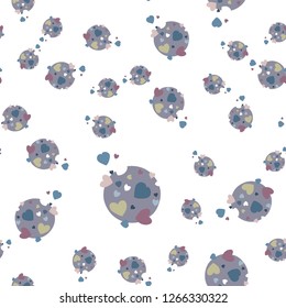 Wondrous Seamless Pattern In A Hearts Different Colours On A Dot. Elements are not cropped. Pattern under the mask. Perfect design for textile, box, posters, cards, web etc.