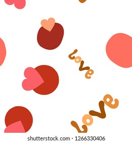 Wondrous Seamless Pattern Word Love In A Different Colours And Heart On A Dot. Elements are not cropped. Pattern under the mask. Perfect design for textile, box, posters, cards, web etc.