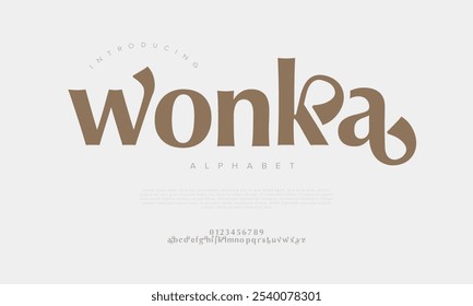 Wonka typography beauty fashion elegant minimalist serif italic fonts decorative wedding vintage retro logos. Minimal luxury font alphabet logo. Vector illustration