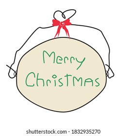 Wonky Merry Christmas sign vector. For use as a holiday sign, character element, background or decoration.