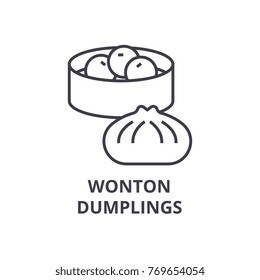 Wonton, Dumplings Line Icon, Outline Sign, Linear Symbol, Vector, Flat Illustration