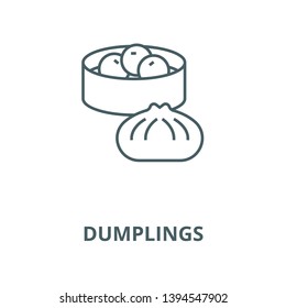 Wonton, dumplings vector line icon, linear concept, outline sign, symbol