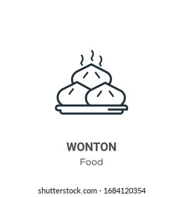 Wonton outline vector icon. Thin line black wonton icon, flat vector simple element illustration from editable food concept isolated stroke on white background