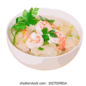 Wonton Shrimp Soup Vector