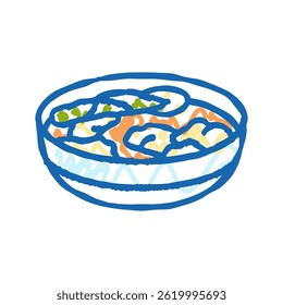 wonton soup chinese cuisine doodle icon sketch vector. wonton soup chinese cuisine sign. isolated symbol illustration