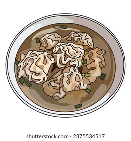 wonton soup vector illustration, suitable for sticker and graphic design elements