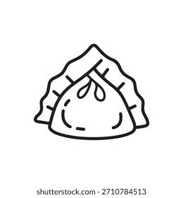 Wonton vector icon in linear, outline icon isolated on white background
