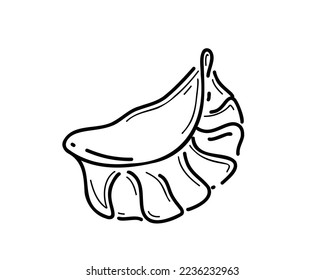 Wontons, Gyoza, Baozi, Dim-sama, Gyoza or Kyoza. Jiaozi. Dumplings of Chinese, Japanese and Korean cuisine.  Doodle. Hand drawn. 
doodle vector illustration