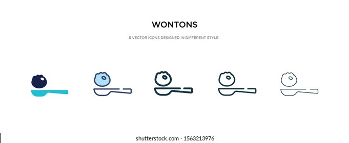 wontons icon in different style vector illustration. two colored and black wontons vector icons designed in filled, outline, line and stroke style can be used for web, mobile, ui