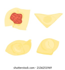 wontons vector stock illustration. Dumplings. Dim sim, A recipe for cooking dumplings. Isolated on a white background.