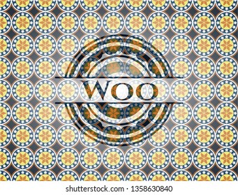 Woo arabesque emblem background. arabic decoration.