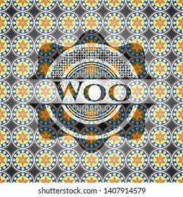 Woo arabesque emblem background. arabic decoration.
