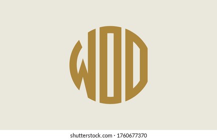 WOO Circle Emblem Abstract Monogram Letter Mark Vector Logo Template