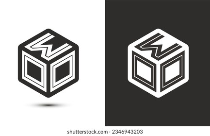WOO letter logo design with illustrator cube logo, vector logo modern alphabet font overlap style. Premium Business logo icon. White color on black background