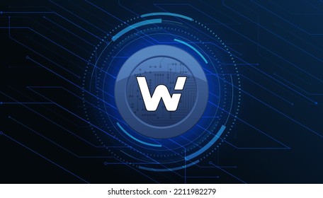 WOO Network-Münzbanner. WOO-Münze-Kryptowährung-Konzept Banner-Hintergrund.