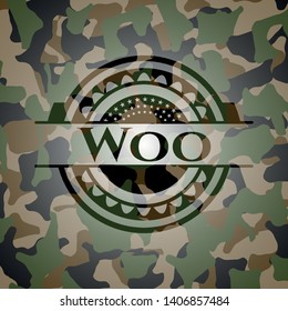 Woo on camouflaged texture. Vector Illustration. Detailed.