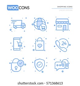 Woocons online Shopping creative linear icons set