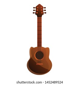 Wood acoustic guitar icon. Cartoon of wood acoustic guitar vector icon for web design isolated on white background