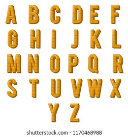 Wood alphabet font design letters vector illustration