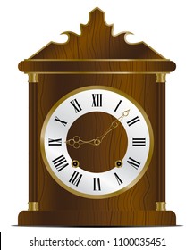 Wood Ancient Clock on white background. vector illustration/eps10