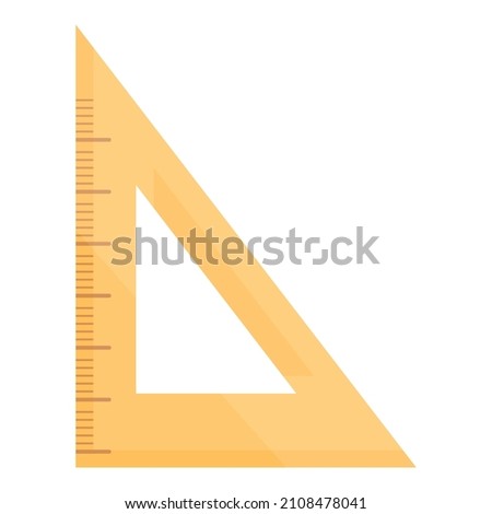 Wood angle ruler icon cartoon vector. Triangle pencil. Scale measure