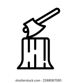 Wood Axe icon illustration in line style. Perfect for website mobile app presentation. Suitable for any user interface and user experience