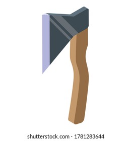Icono de cera de madera. Isométrico del icono del vector del hacha de madera para el diseño web aislado en fondo blanco