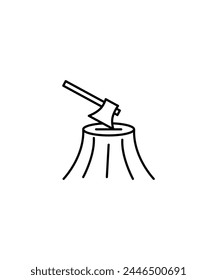Holz mit Axt-Symbol, Vektorgrafik Best Line-Symbol.