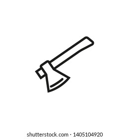Wood axe line icon. Hatchet, hand ax, sharp. Hiking concept. Vector illustration can be used for topics like camp, campsite, campfire