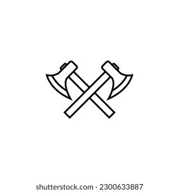 Wood axe line icon, logo vector